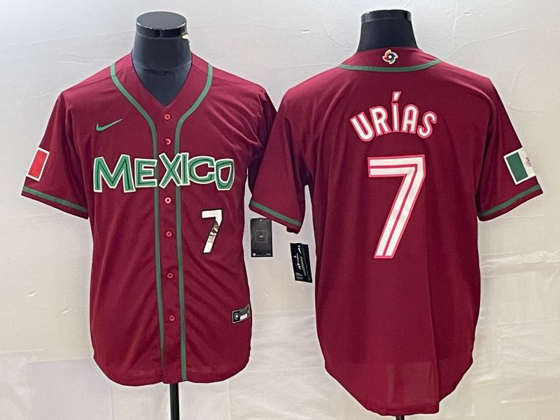 Men 2023 World Cub Mexico 7 Urias Red Nike MLB Jersey